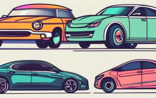 Several different types of cars in a variety of vibrant colors