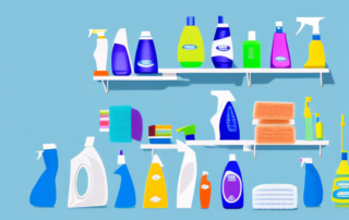 Several types of car cleaning products arranged neatly on a shelf