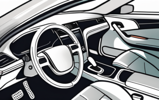 A car interior focusing on the fabric seats