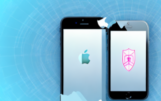 An iphone with a broken shield symbol on its screen