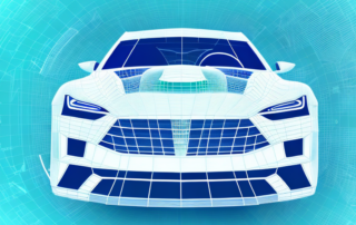 A computer screen displaying a 3d car model being customized with different colors and patterns for car wrapping