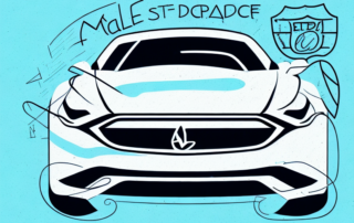 A small scratch on the side of a sleek car