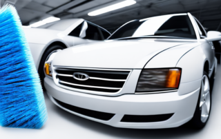 Various car detailing tools such as a brush