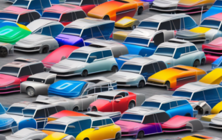 A variety of cars with shiny