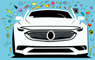 A variety of colorful and stylish stickers placed on the front windshield of a sleek