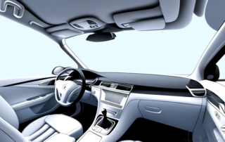 A car interior showcasing different cleaning tools like vacuum