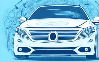 A professional car detailing setup with various tools and a shiny