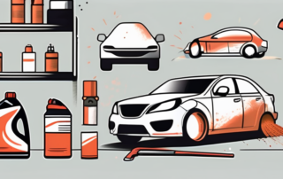 Various car repair tools like a spray can