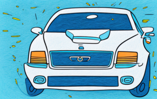 A car in a garage with various car detailing tools like a buffer