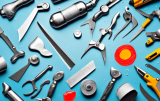 Various tools like a scraper