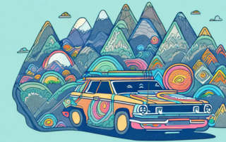 A car parked on a mountainous landscape