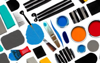 Several car paint repair kits neatly arranged