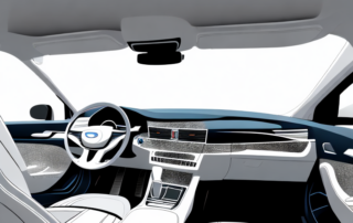 A car interior showcasing different areas like dashboard