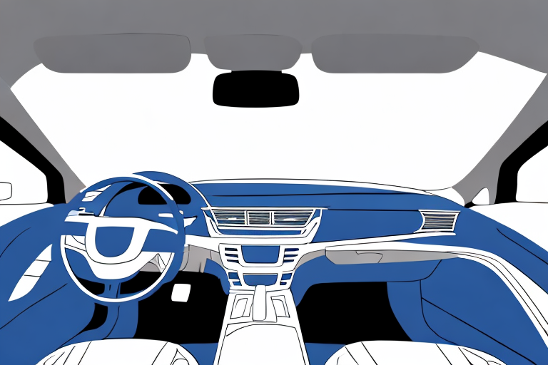 An interior view of a car focusing on the windshield