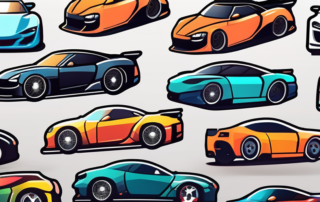 A vibrant shop filled with a variety of car tuning stickers