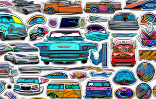 A car window adorned with various unique and creative stickers