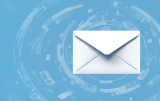 An open envelope with a digital lock symbol hovering above it