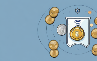 A wallet with coins and a shield