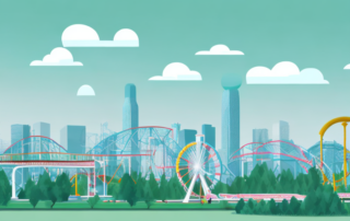 Various types of slides in a park setting