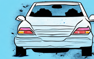 A car door with visible scratches and a paintbrush dipped in car paint next to it