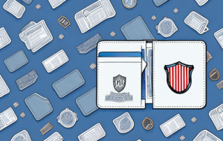 A wallet with a shield over it