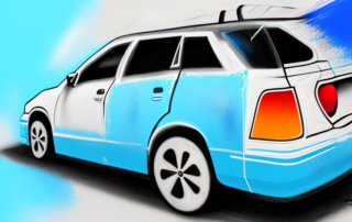 A car door partially painted with a high-quality spray paint