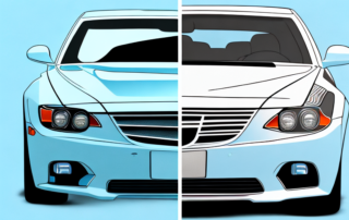 A car with a visible scratch on one side and a polished