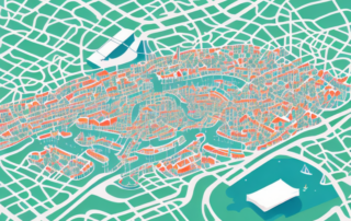 Several diverse types of slides (playground and water slides) scattered around a stylized