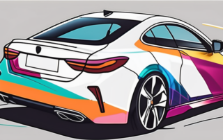 A car in the process of being fully wrapped in a glossy