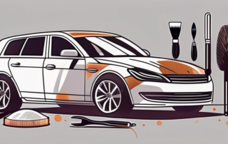 A car with visible scratches being polished by a shining