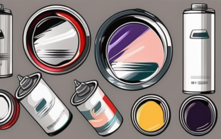 Various car paint cans in different colors