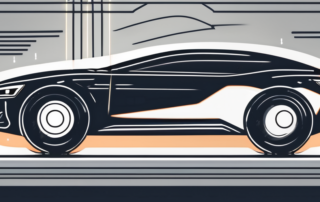 A car with its headlights illuminated