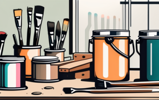 A variety of paint cans in different colors