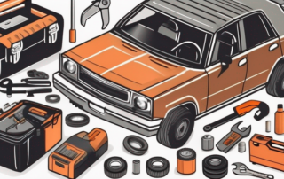 Various car parts such as an engine