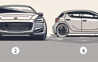 A car with a small scratch being repaired with a paint pen