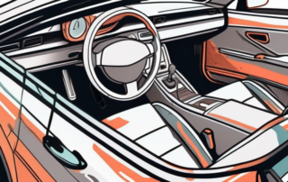 A car interior focusing on the plastic parts like the dashboard and door panels