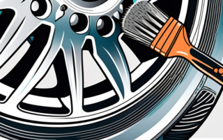 A licargo wheel brush meticulously cleaning a shiny car wheel