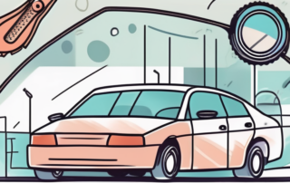 A car with a noticeable chip in the windshield