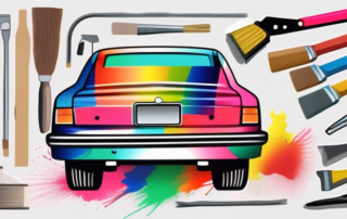 A car in the process of being repainted