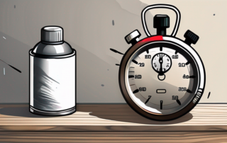 A spray paint can with a stopwatch next to it