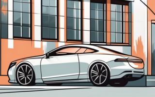 A ceramic-coated car parked outside a car detailing shop