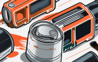 A motorblock partially painted with a paintbrush and a can of paint nearby