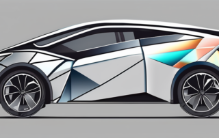 A car with half of it wrapped in a shiny