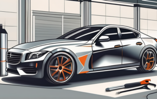 A car mid-process of being wrapped in a glossy