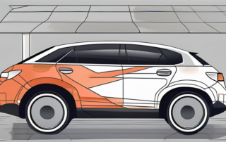A car half-covered in a glossy vinyl wrap