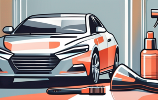 A variety of car detailing tools such as polish