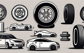 Various car parts like a tire