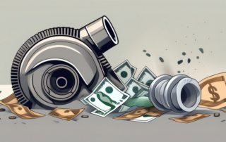 A damaged turbocharger with visible signs of wear and tear