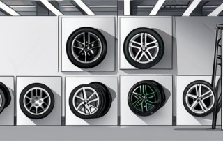 Black car rims being painted
