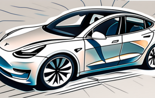 A tesla model 3 in a sleek